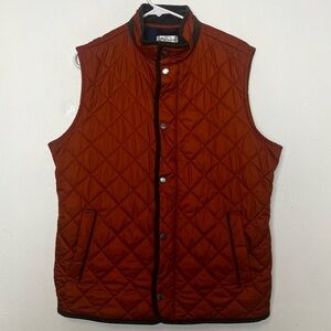 PETER MILLAR Vest Mens medium orange Essex Quilted Traveler Full Zip + Snap